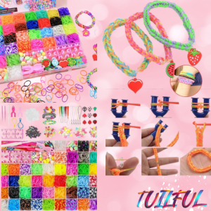 Colorful loom bands and bracelet-making kit, ideal for kids, beginners, and DIY jewelry enthusiasts.