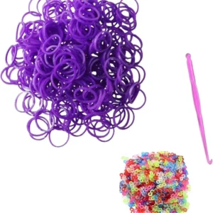 Tuilful 600+ Purple Loom Bands Refill Pack with Hook Tool and Colorful S Clips Art Craft Refills for DIY Bracelet Making Refill Kit (600+)