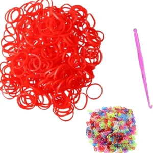 Tuilful 600+ Red Loom Bands Refill Pack with Hook Tool and Colorful S Clips Art Craft Refills for DIY Bracelet Making Refill Kit (600+)